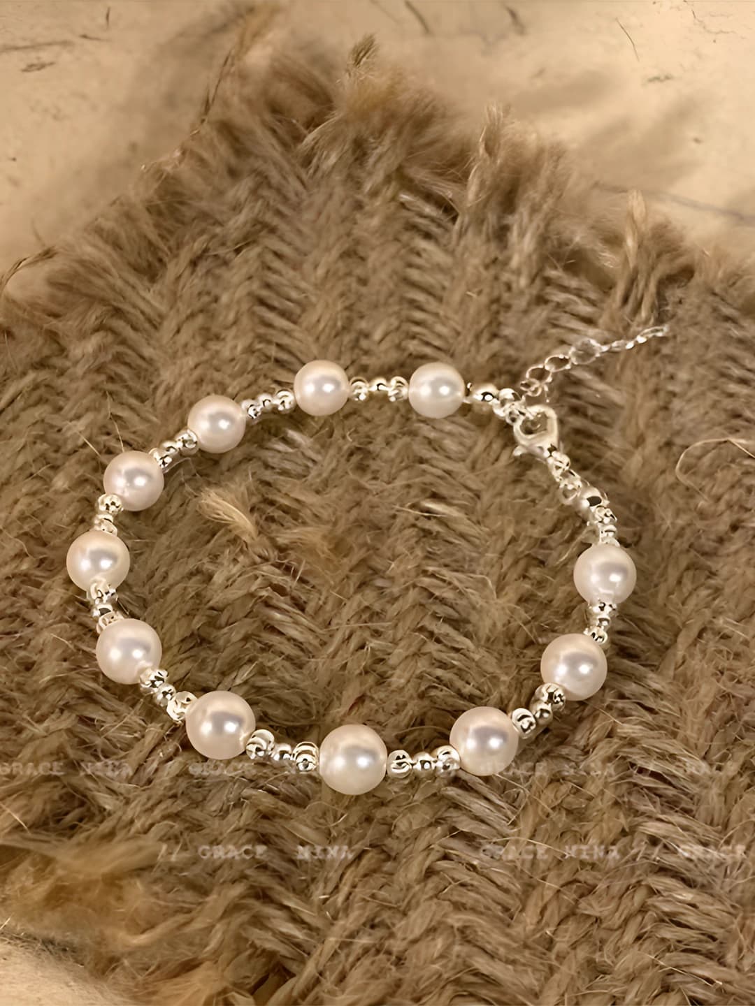 Silver and multi-pearl bracelet