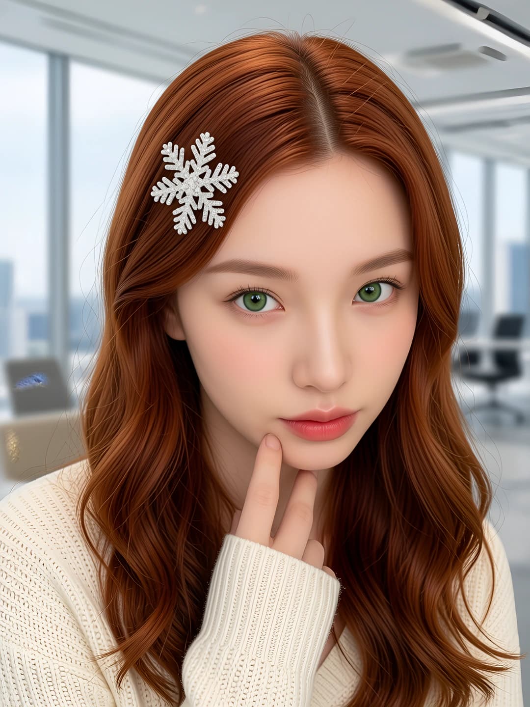 Kuz-qish uchun ayollar uchun koreys uslubidagi qor donasi shaklidagi kristal chinni soch qisqich, yon tomon uchun, oddiy va nafis dizayn