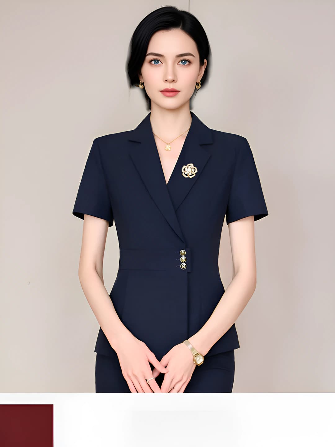 Navy short-sleeve suit