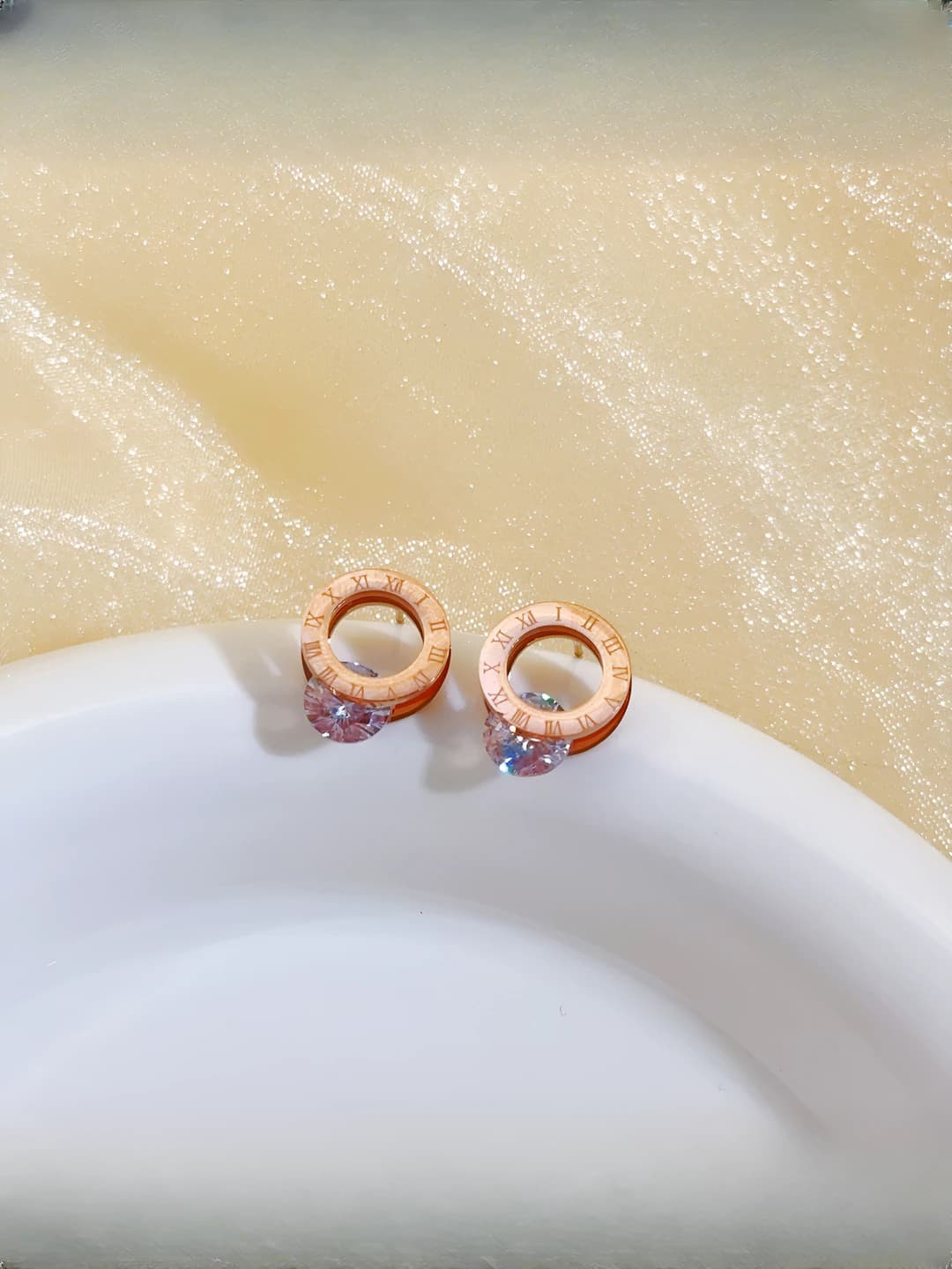 【7148】Roman diamond earrings Rose gold