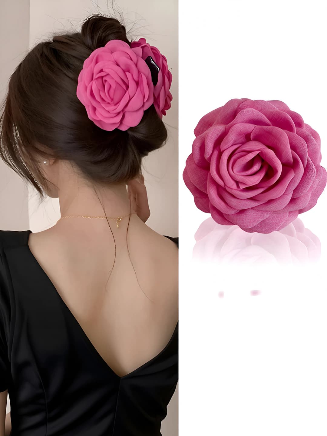 Floral rose red clip, ~9 cm