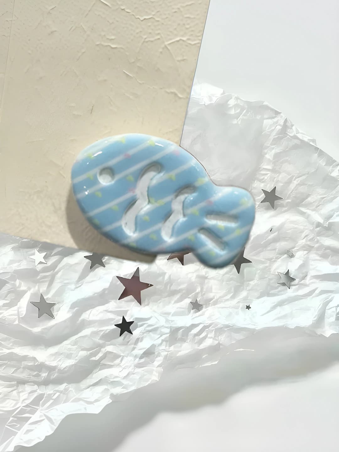 Print sea salt striped fish clip, 3.2 cm