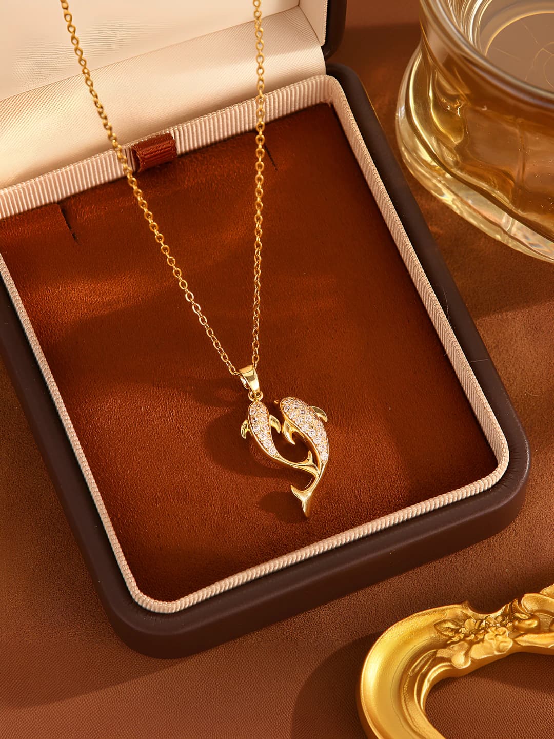 Women's light luxury koi fish pendant necklace in titanium steel