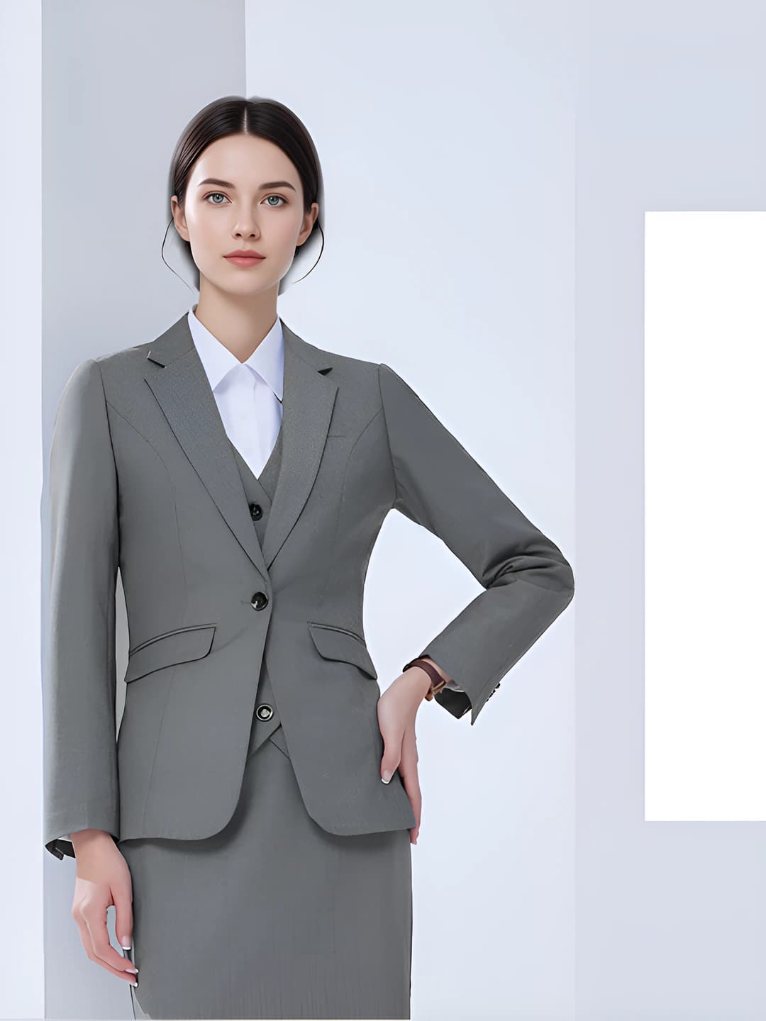 Light gray women's suit + women's trousers