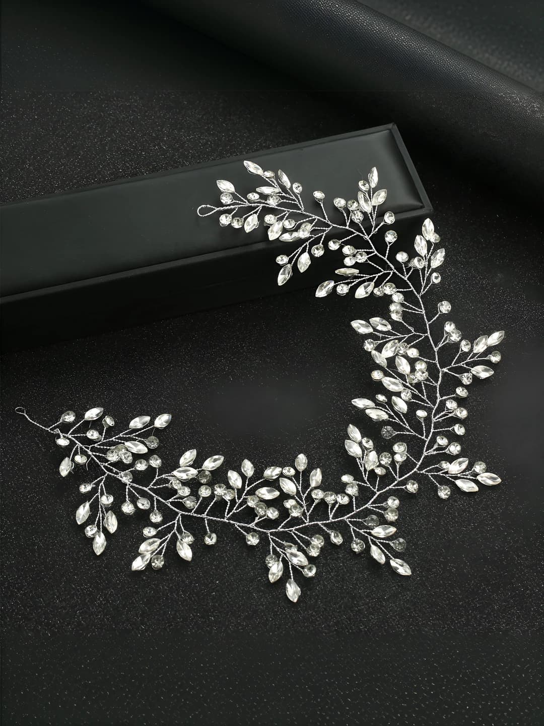 Women's rhinestone floral bridal headband in Korean style made of glass and glaze