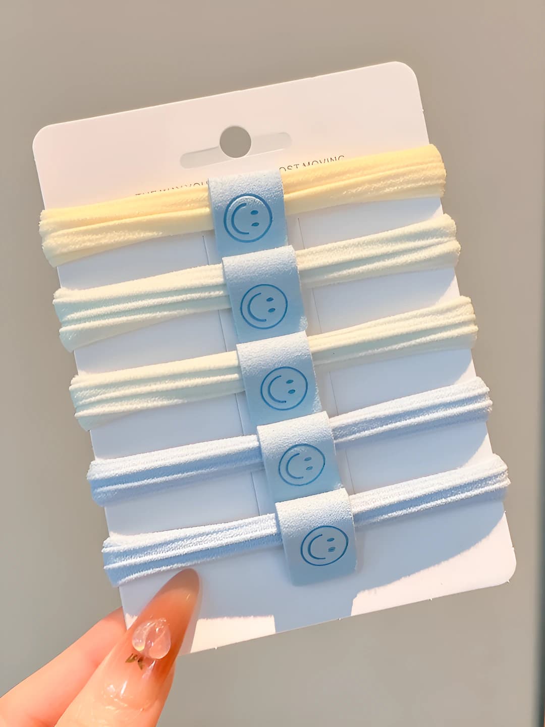 5# Sea salt blue - striped smile logo, 5 pcs, 4.5 cm