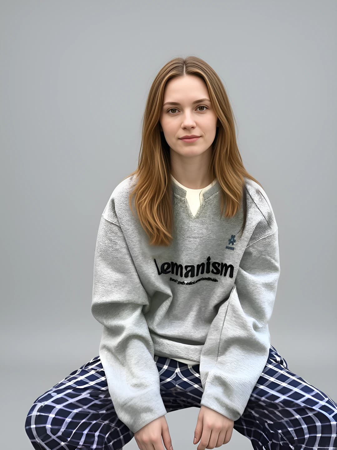 Women's 2026 autumn loose fit crew neck long sleeve embroidered sweatshirt