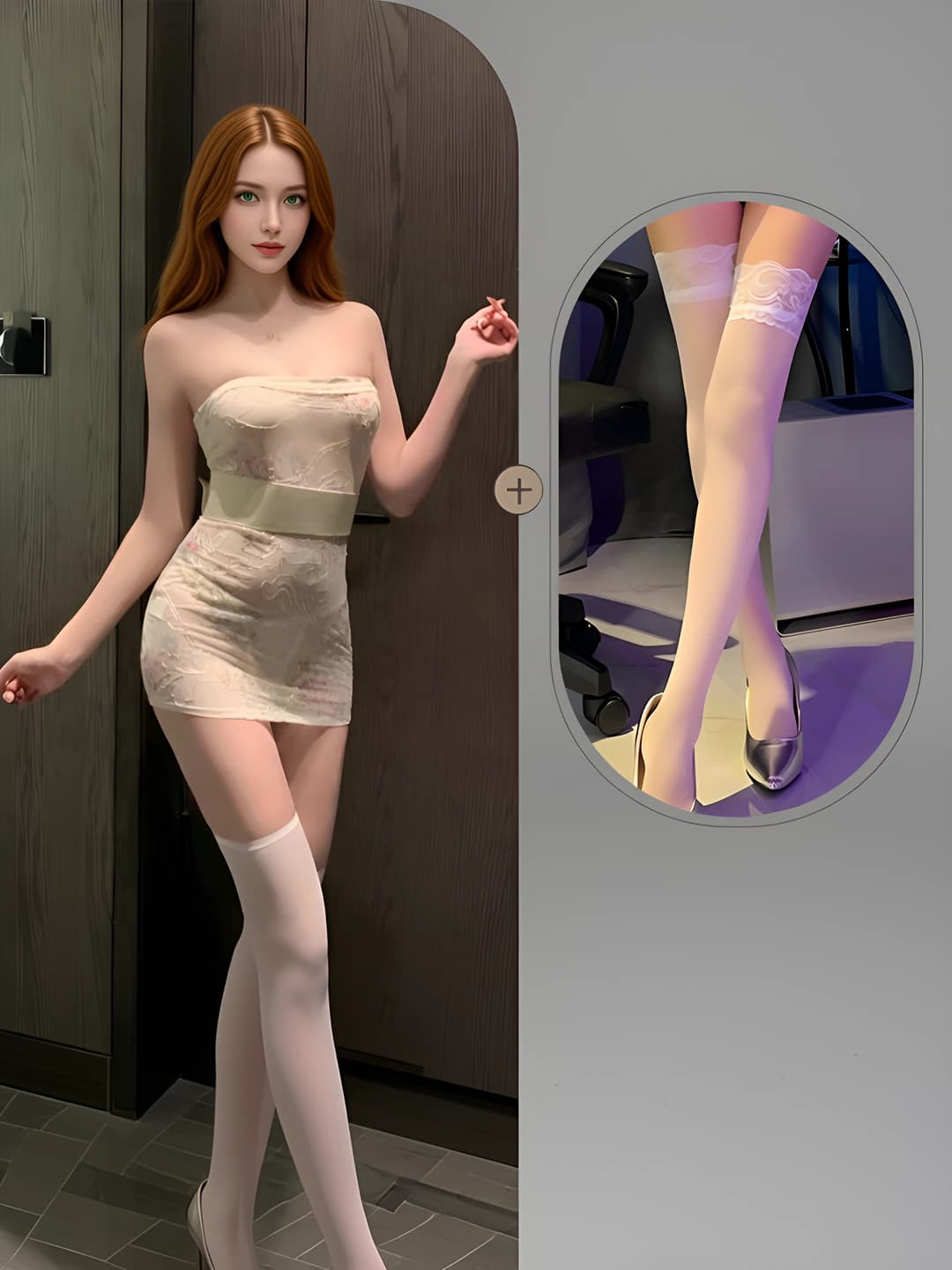 Beige + white tights