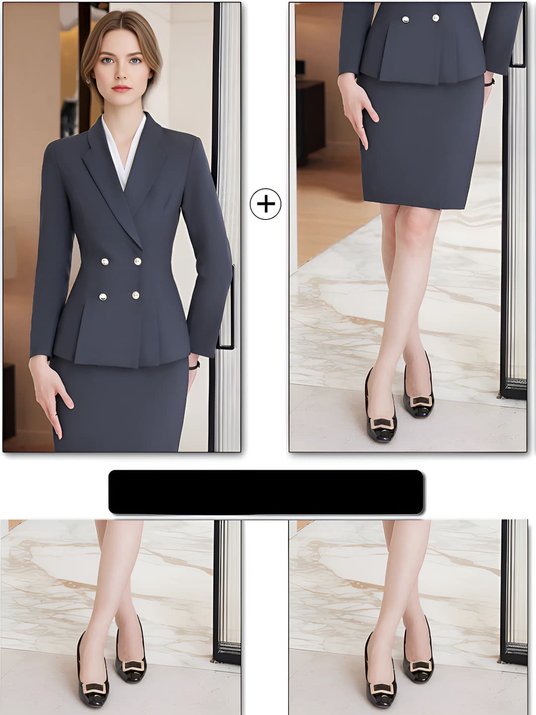 Grey blazer + dress