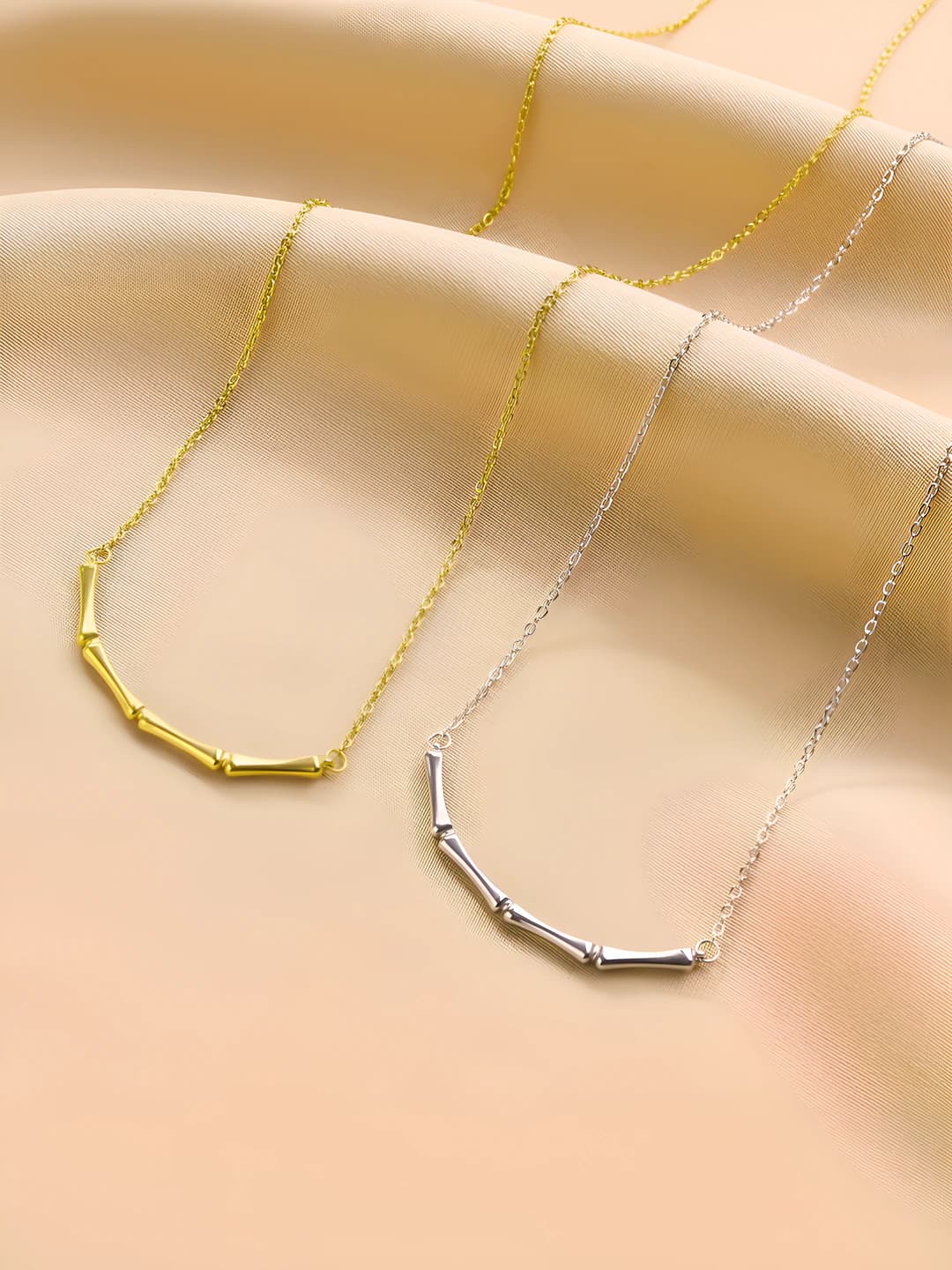 Women's short titanium steel necklace with bamboo node design