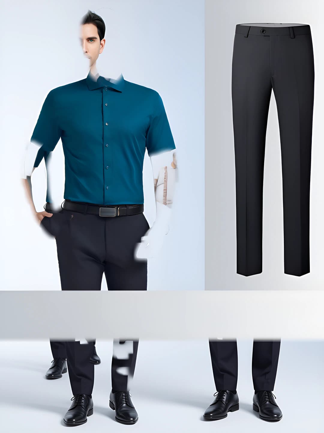 Men's dark green short-sleeve shirt + K1815 pants