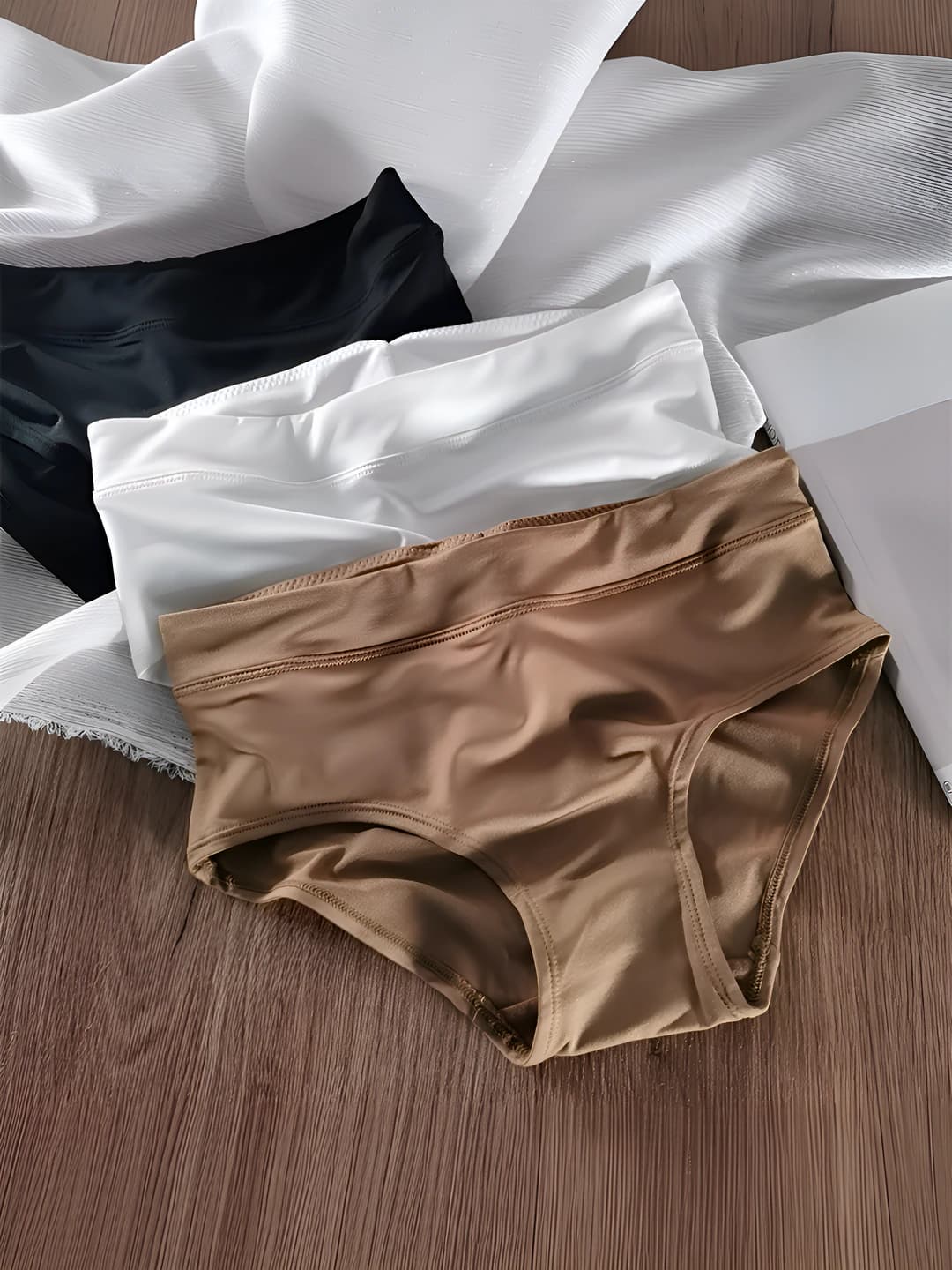 Women's high waist seamless briefs, thin, breathable, pure cotton, hip-lifting, solid colour, ice-silk fabric