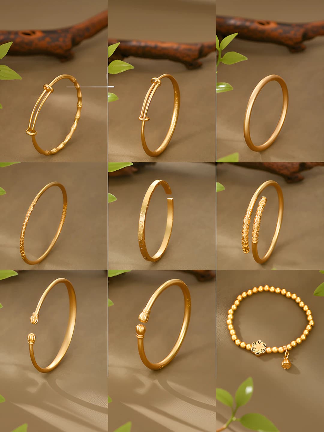 Nezha Style Qiankun Ring Bracelet, 2026, Sand Gold, Ins Style Couple Bracelet