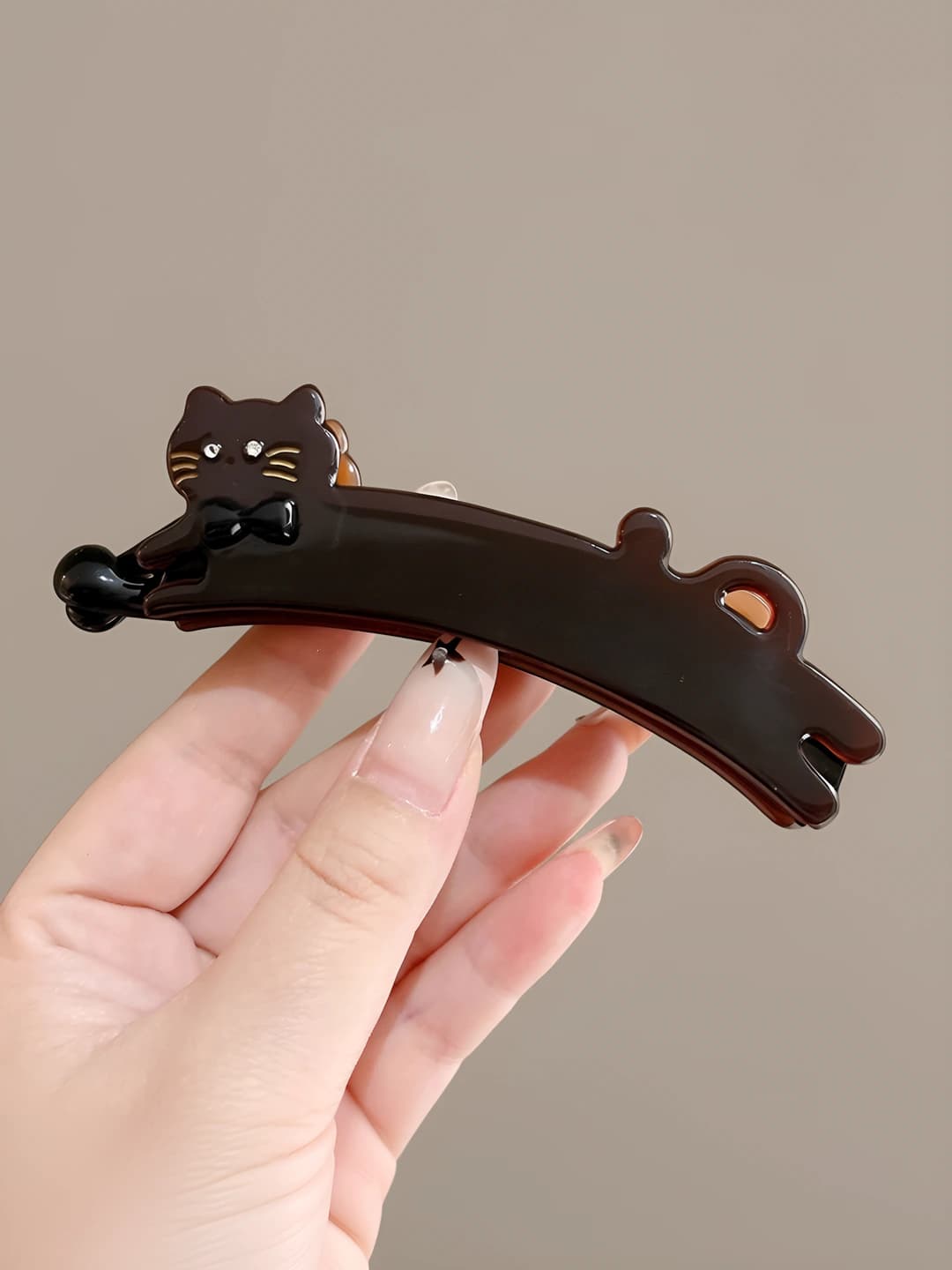 1# Black cat banana clip base clip approx 11 cm acetate