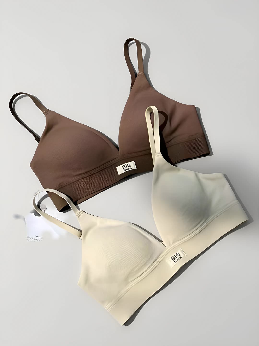 Women's breathable thin set: French-style triangle cup bra, wireless, fixed cups