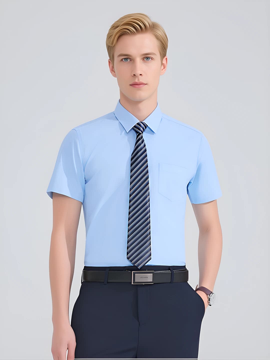 Men's Medium Blue Short Sleeve