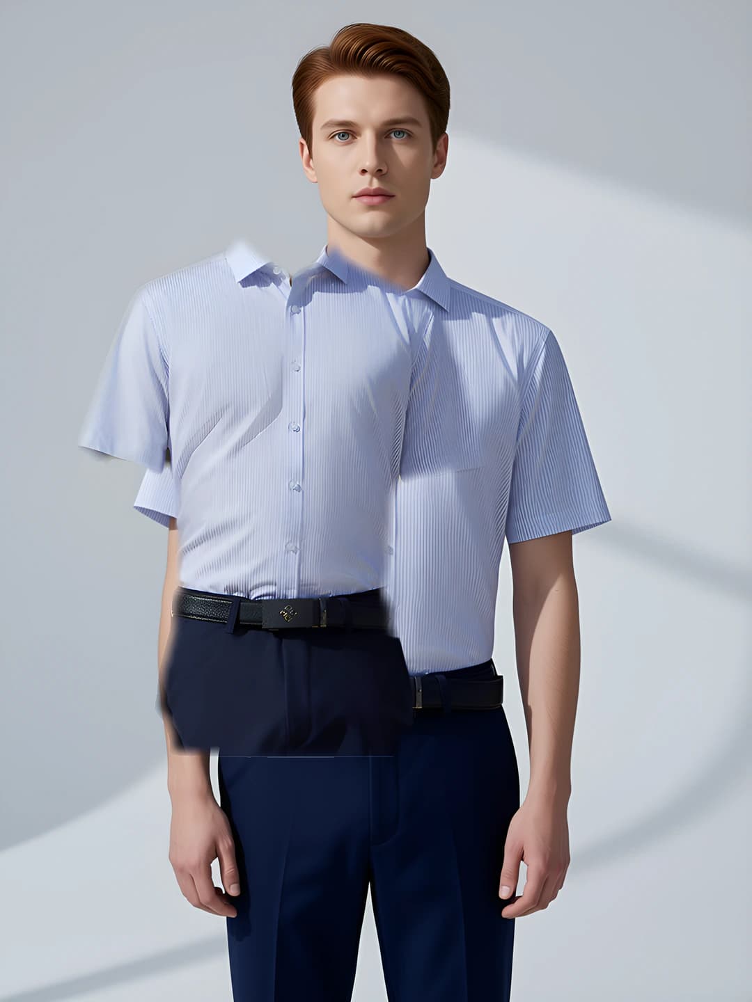 Men - Blue striped short-sleeve