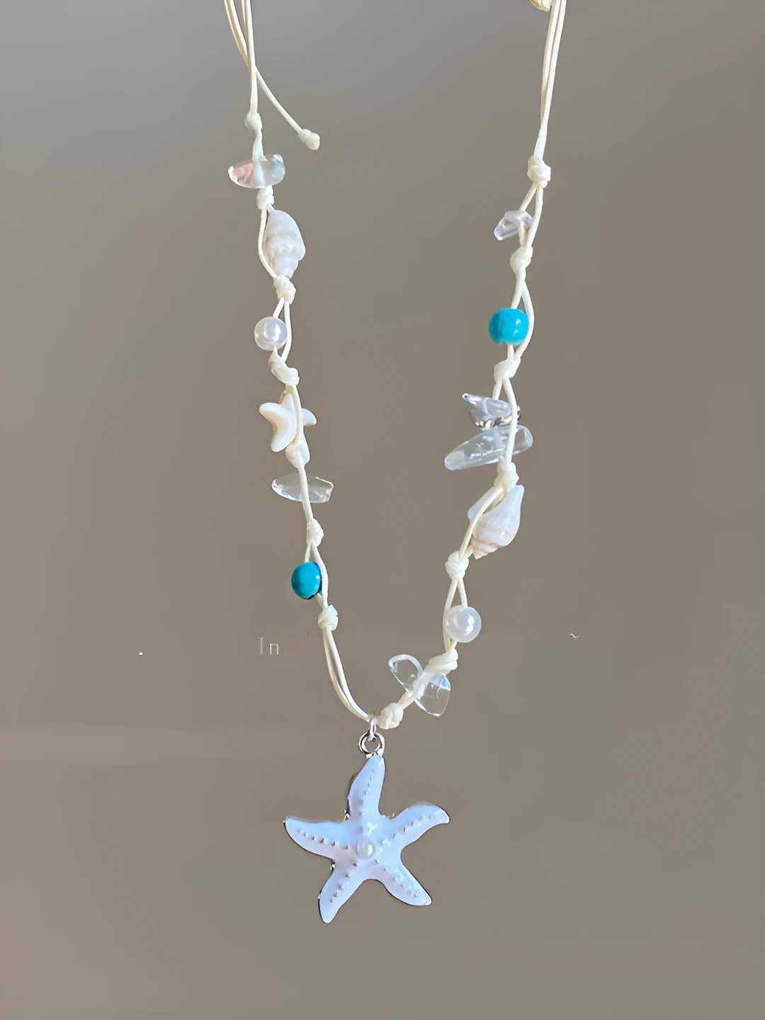 Star shell enamel necklace