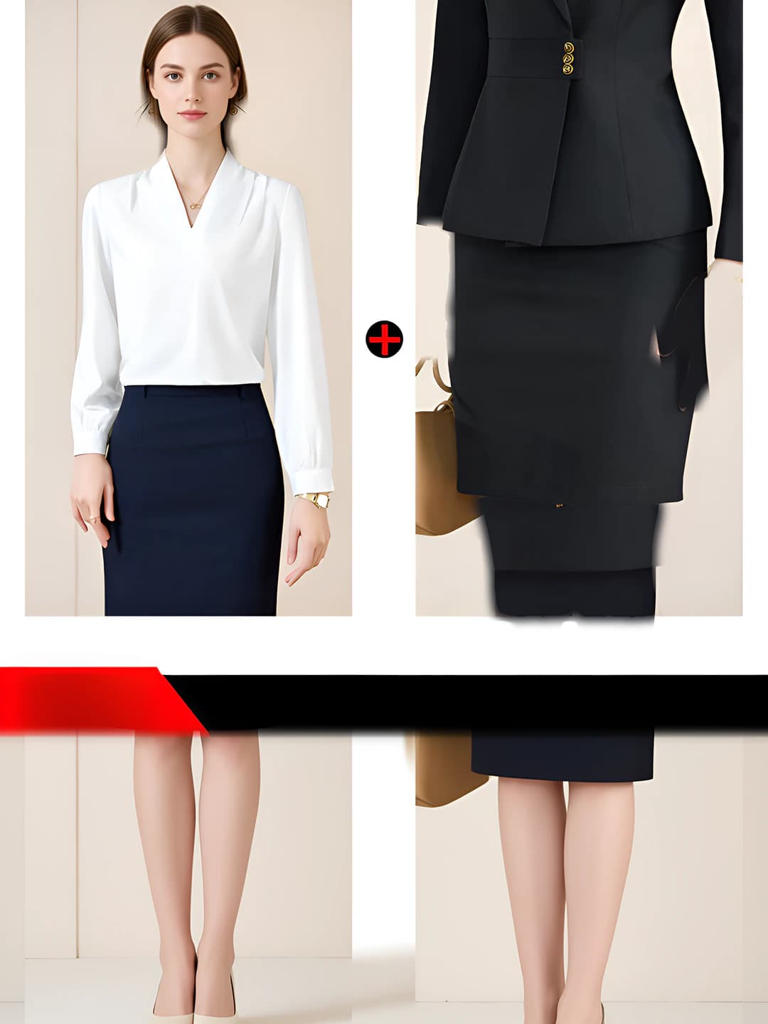White shirt + black skirt
