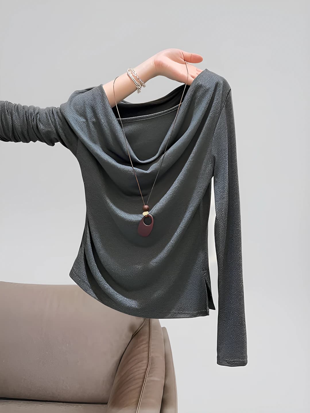Women's long sleeve slim fit slimming geometric pattern white casual longsleeve