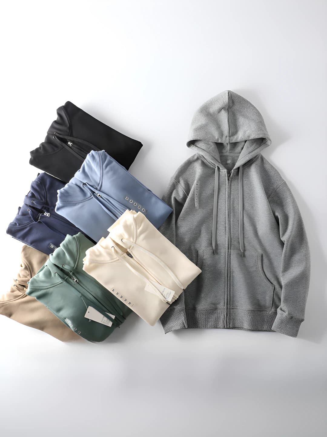 Women's hooded zip-up sweatshirt, 2026 spring-autumn, long sleeve, loose fit, solid colour, casual style