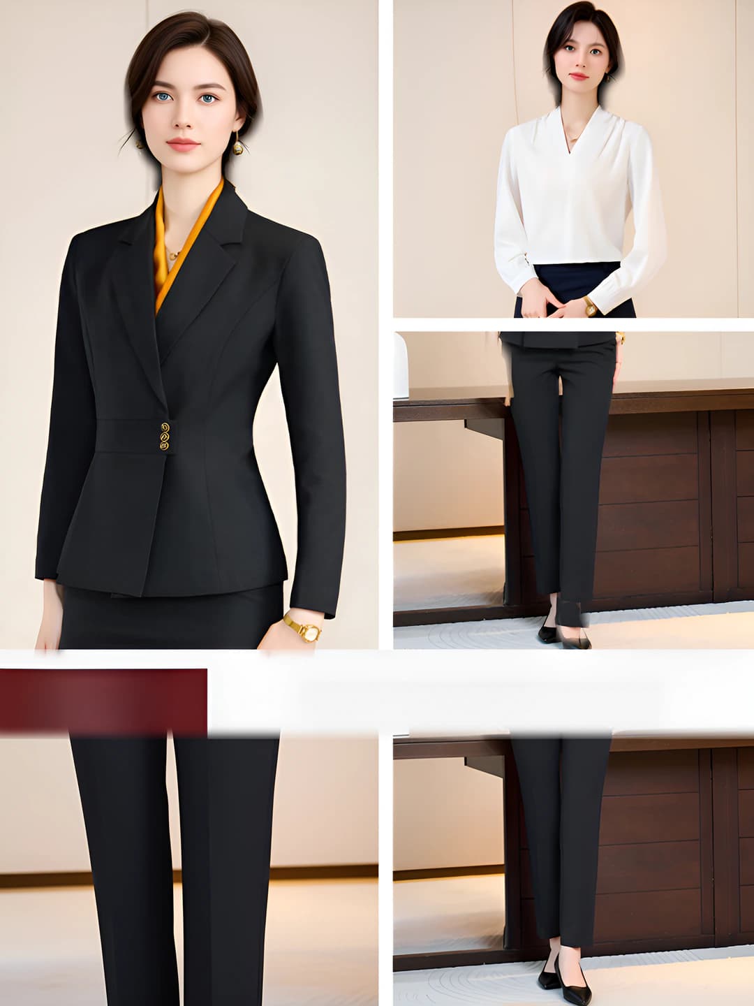 Black (suit + pants + long-sleeve shirt)