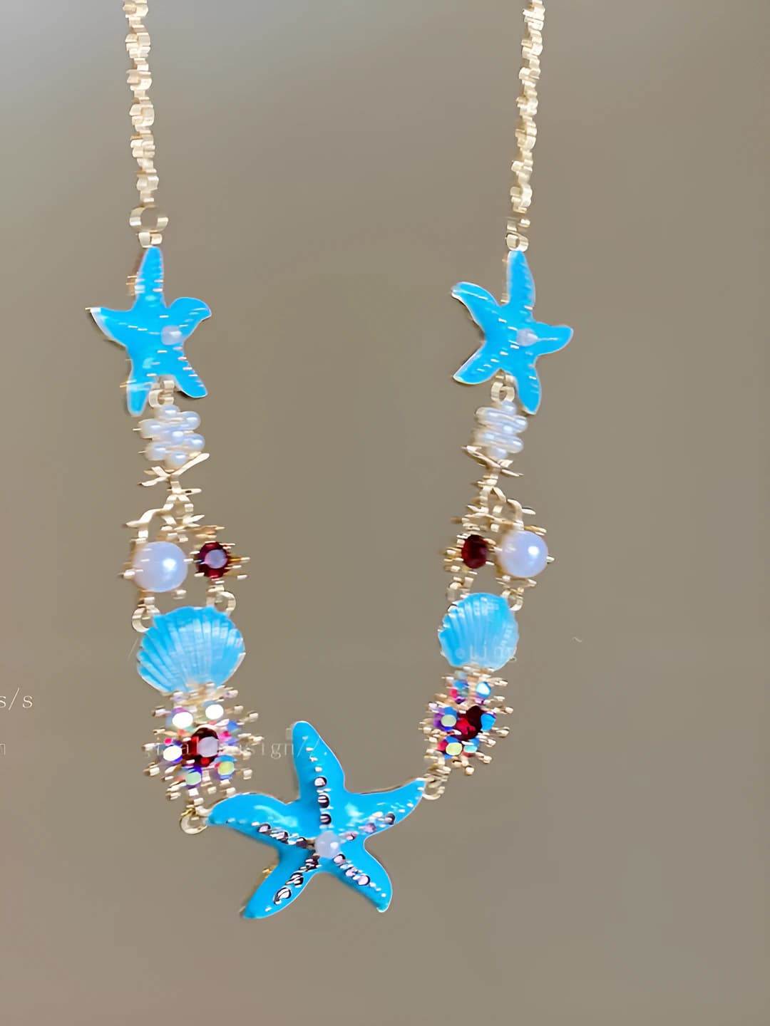 Blue star enamel necklace