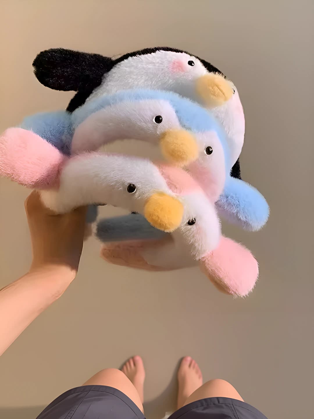 Women's plush penguin headband, autumn-winter