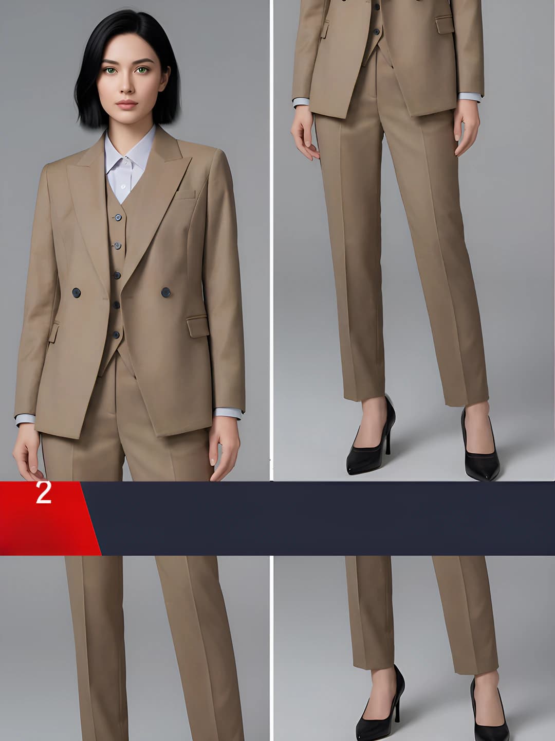 Women's Khaki [Suit + Trousers]