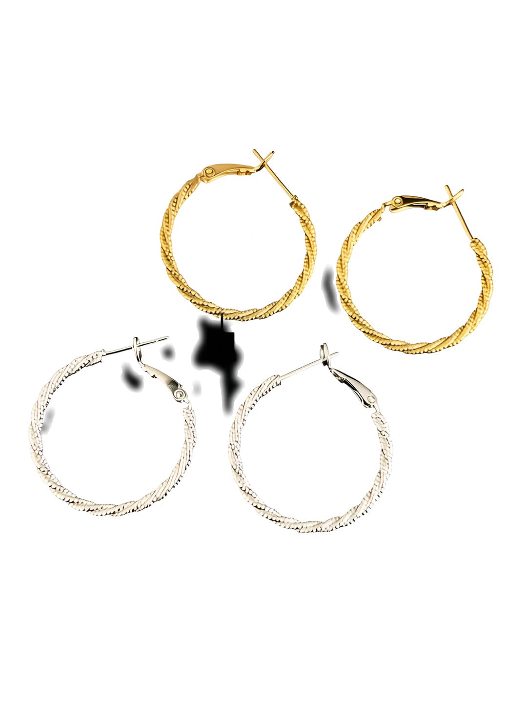 Женские серьги-кольца с плетением косы из меди с покрытием 18k серебра, геометрический дизайн
