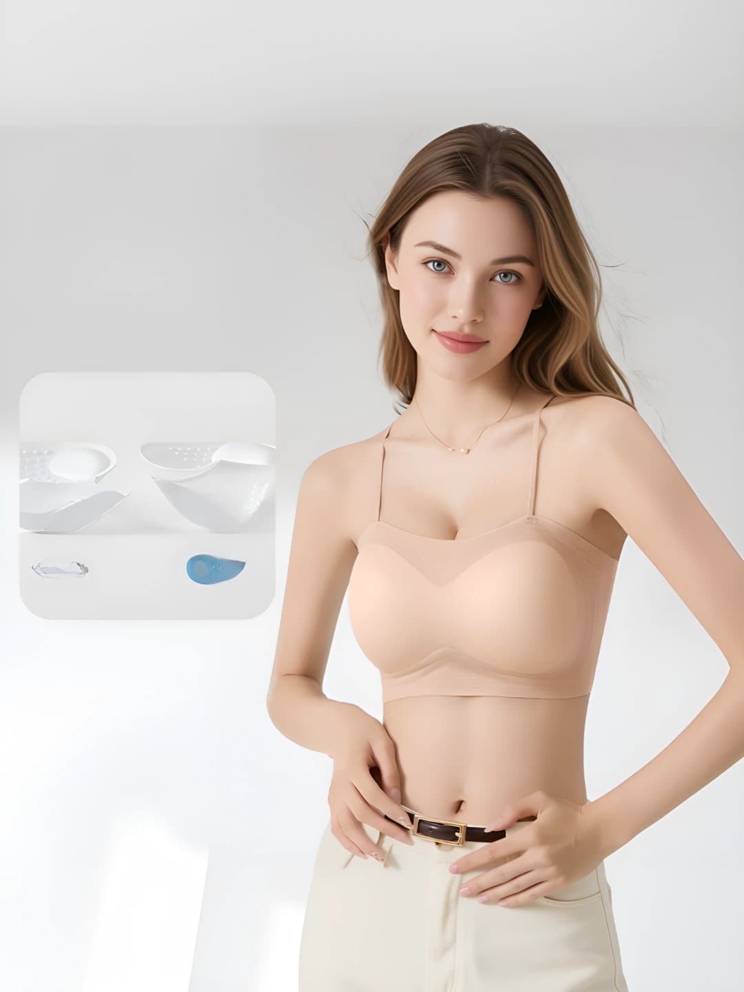 Women's ultra-thin seamless bra, ice-silk fabric, soft support, small bust enhancement, closed back