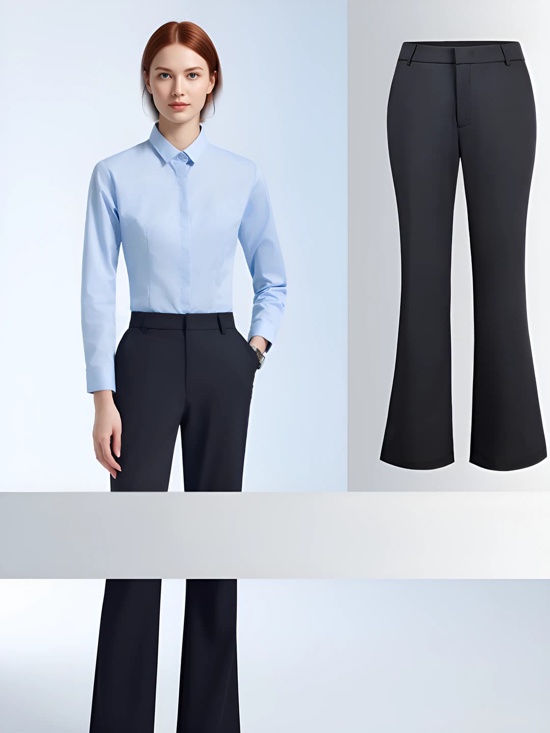 Women's light blue long-sleeve shirt + K1815 pants