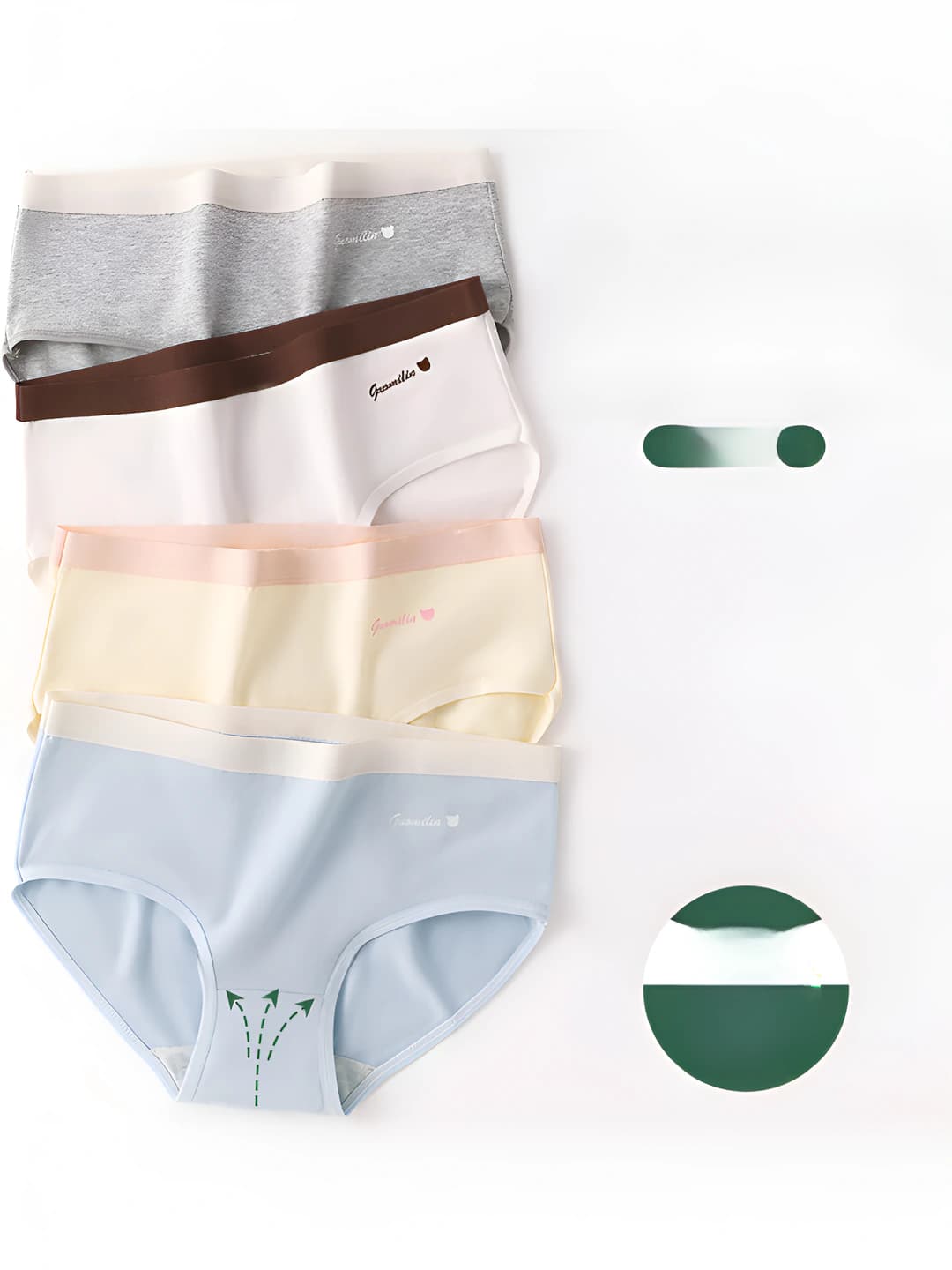 Women's pure cotton briefs, mid-waist, breathable, seamless, hip-lifting, all-season