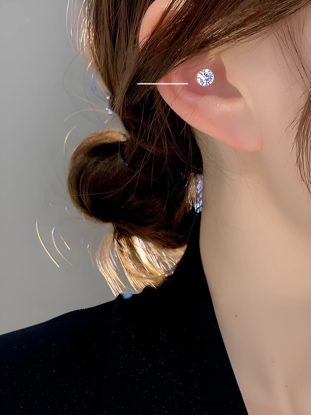 48160# Zircon magnetic stud earring 4mm (single)