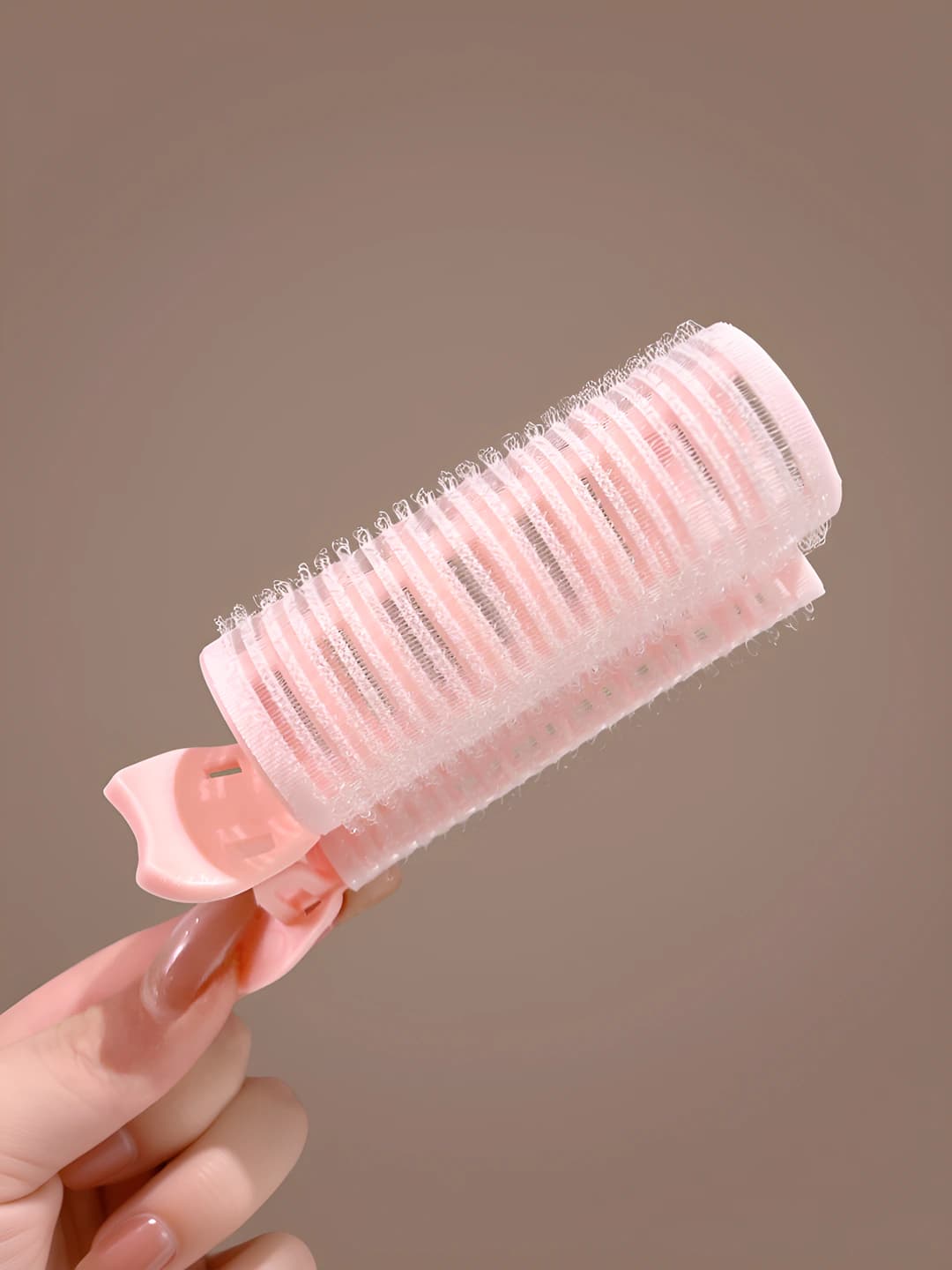 Pink curler, ~10.5 cm