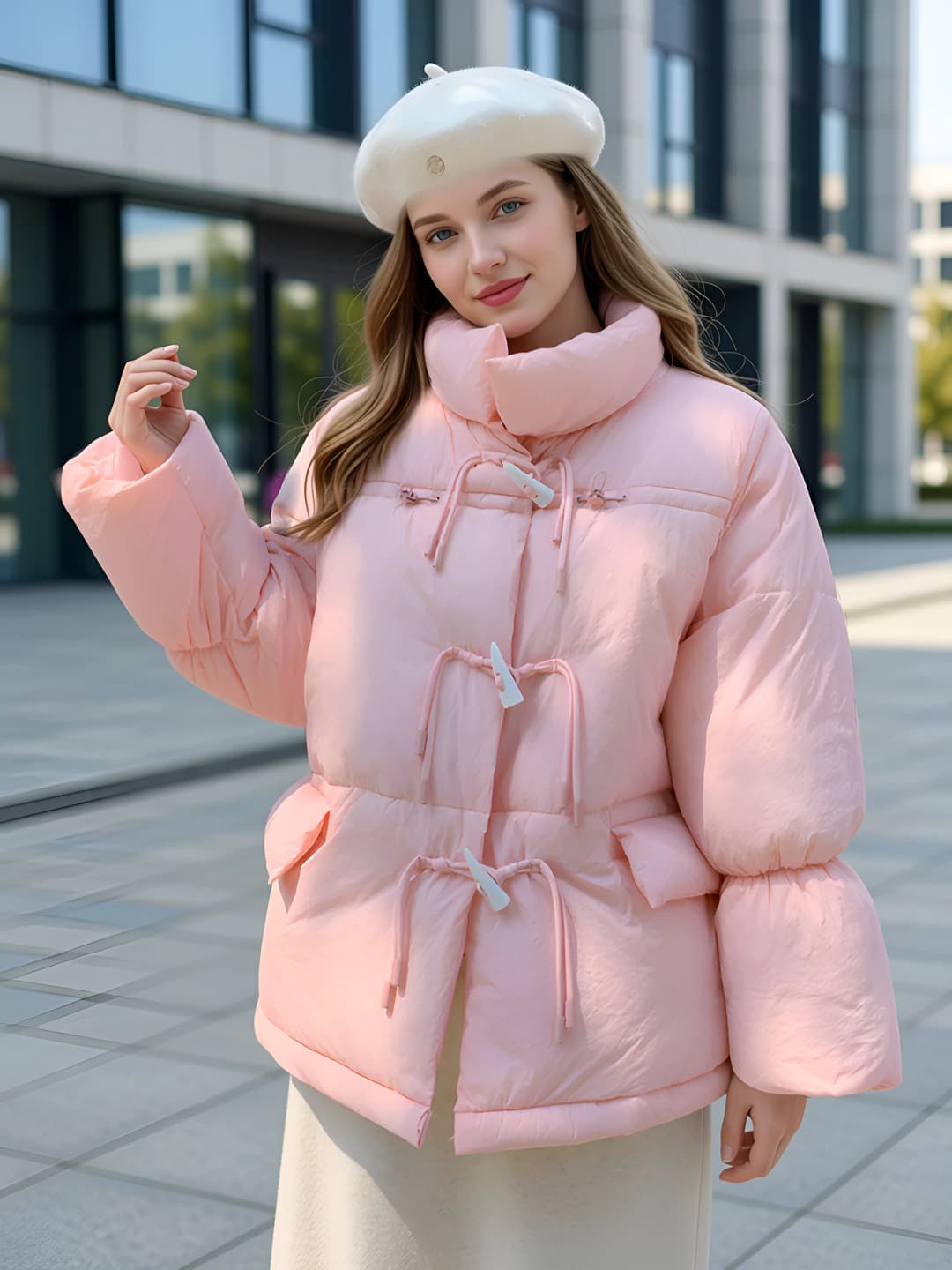 Women's 2026 Korean style padded winter jacket, stand collar, zip, loose fit, long sleeve, down-alternative fill, thick, solid colour, autumn-winter