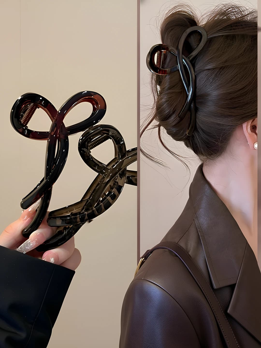 Women's hair clips and combs: 2026 new model, made of acrylic, simple design, large size, shark clip, casual style, hair clip
