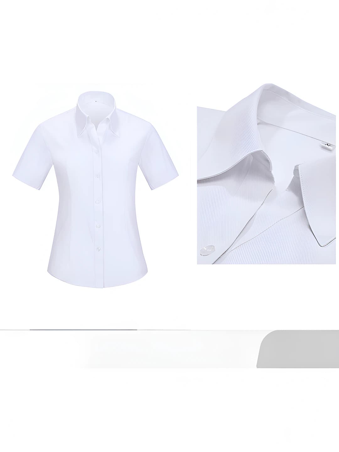Women's White V-Neck Short-Sleeve Shirt