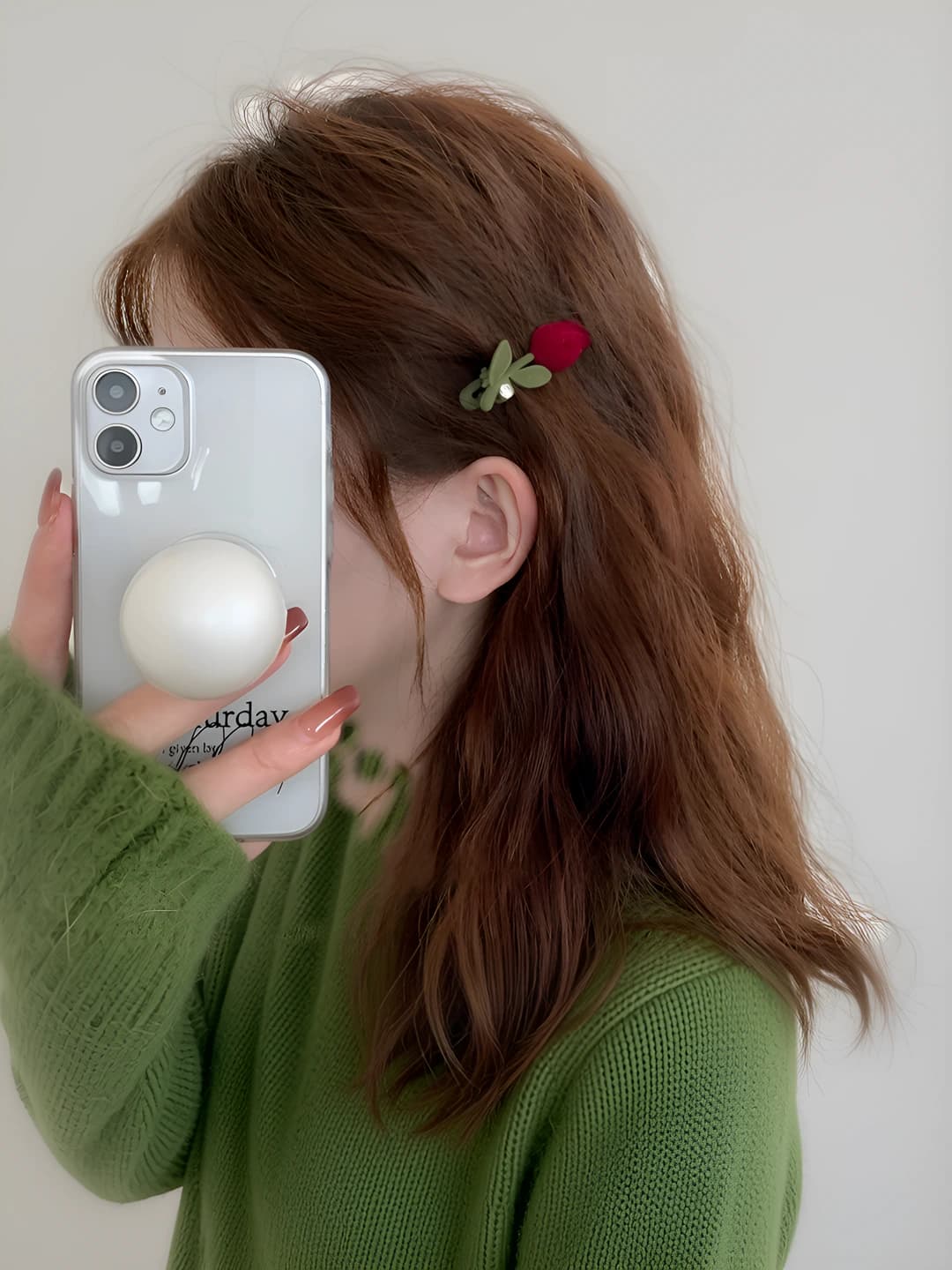 Women's autumn-winter velvet hair clip with tulip design element