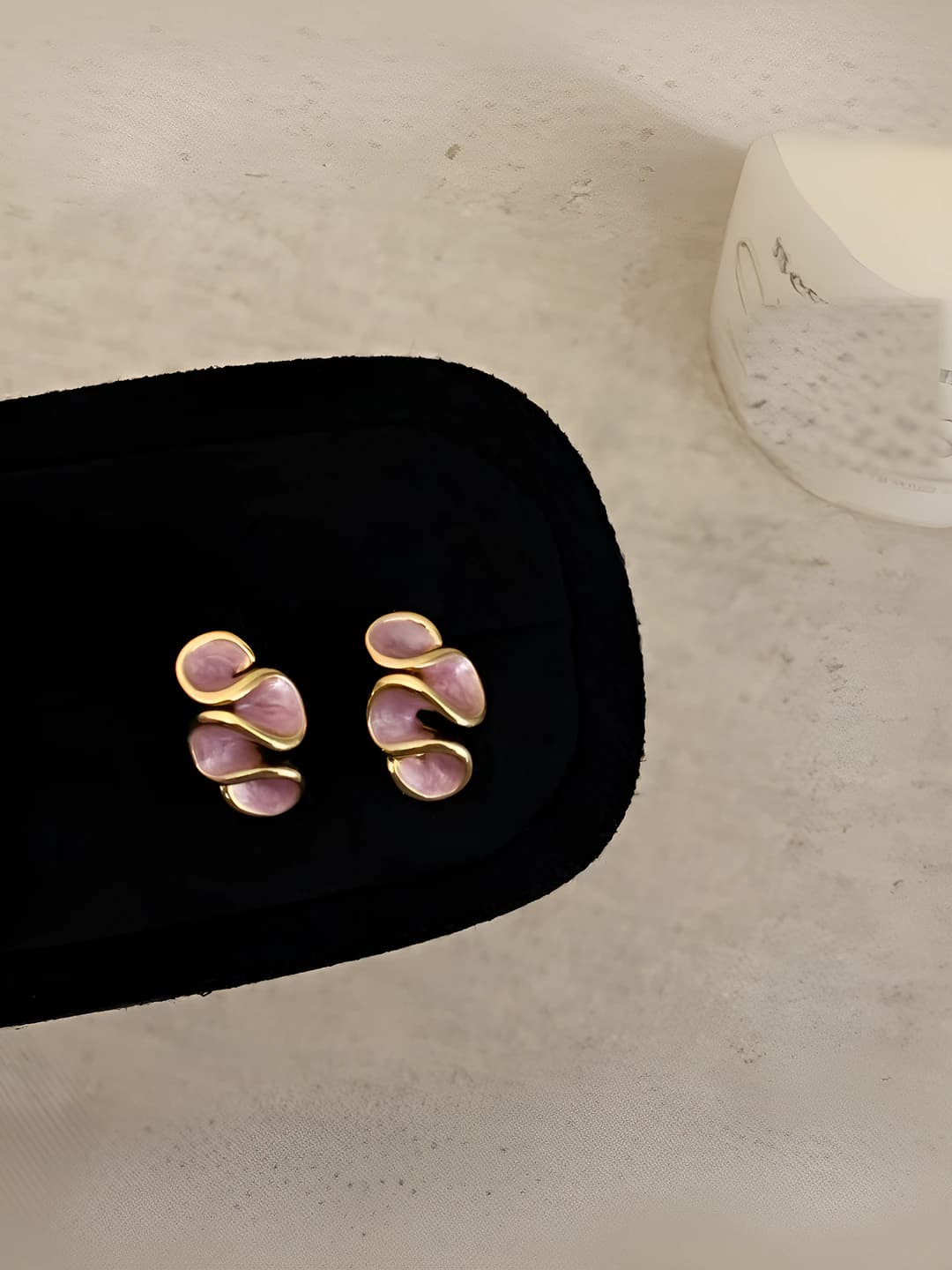 Pink drop earrings