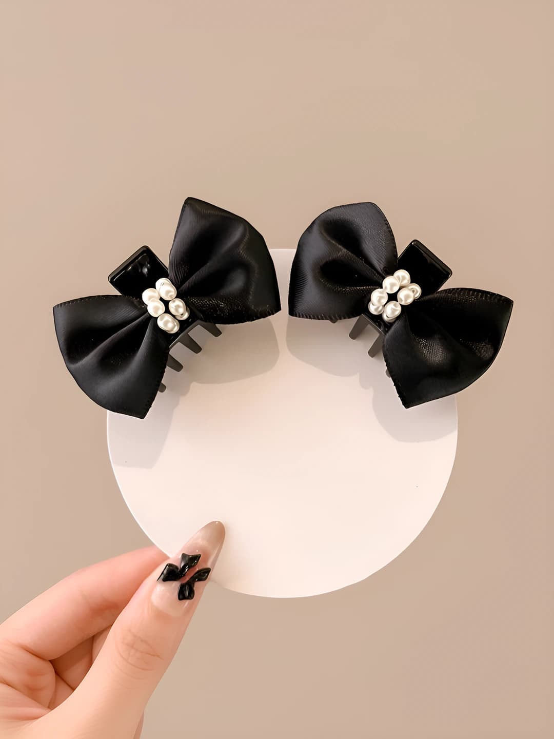 4# beaded bow clip 1 pair 4.5cm