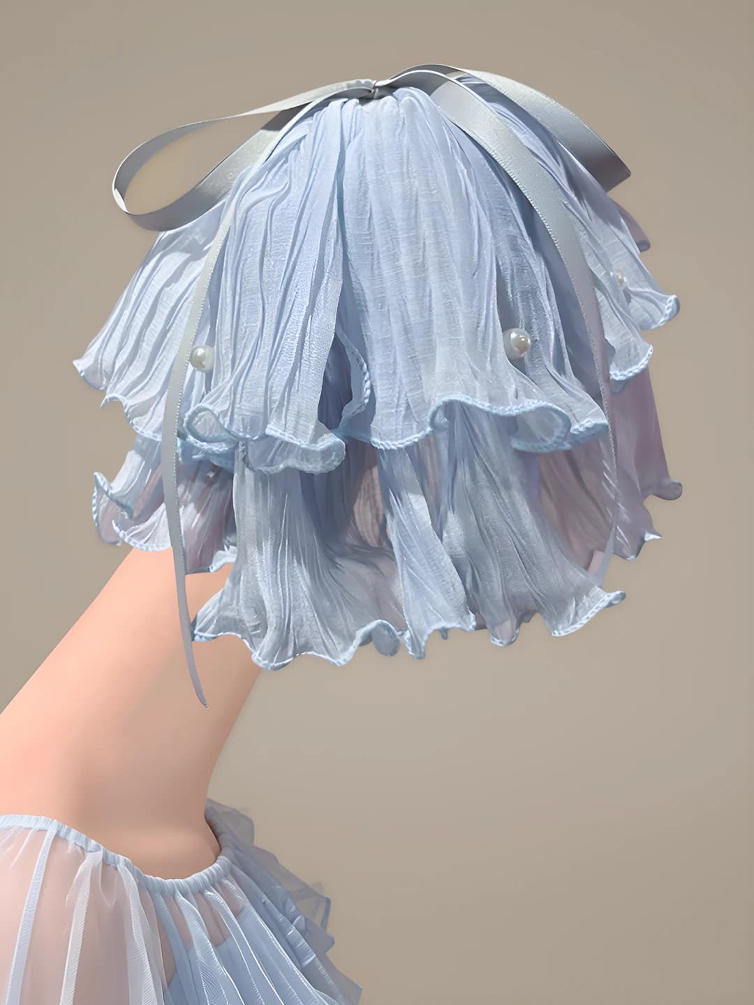 Blue, 4 cm, ribbon 17 cm, bow 18 cm