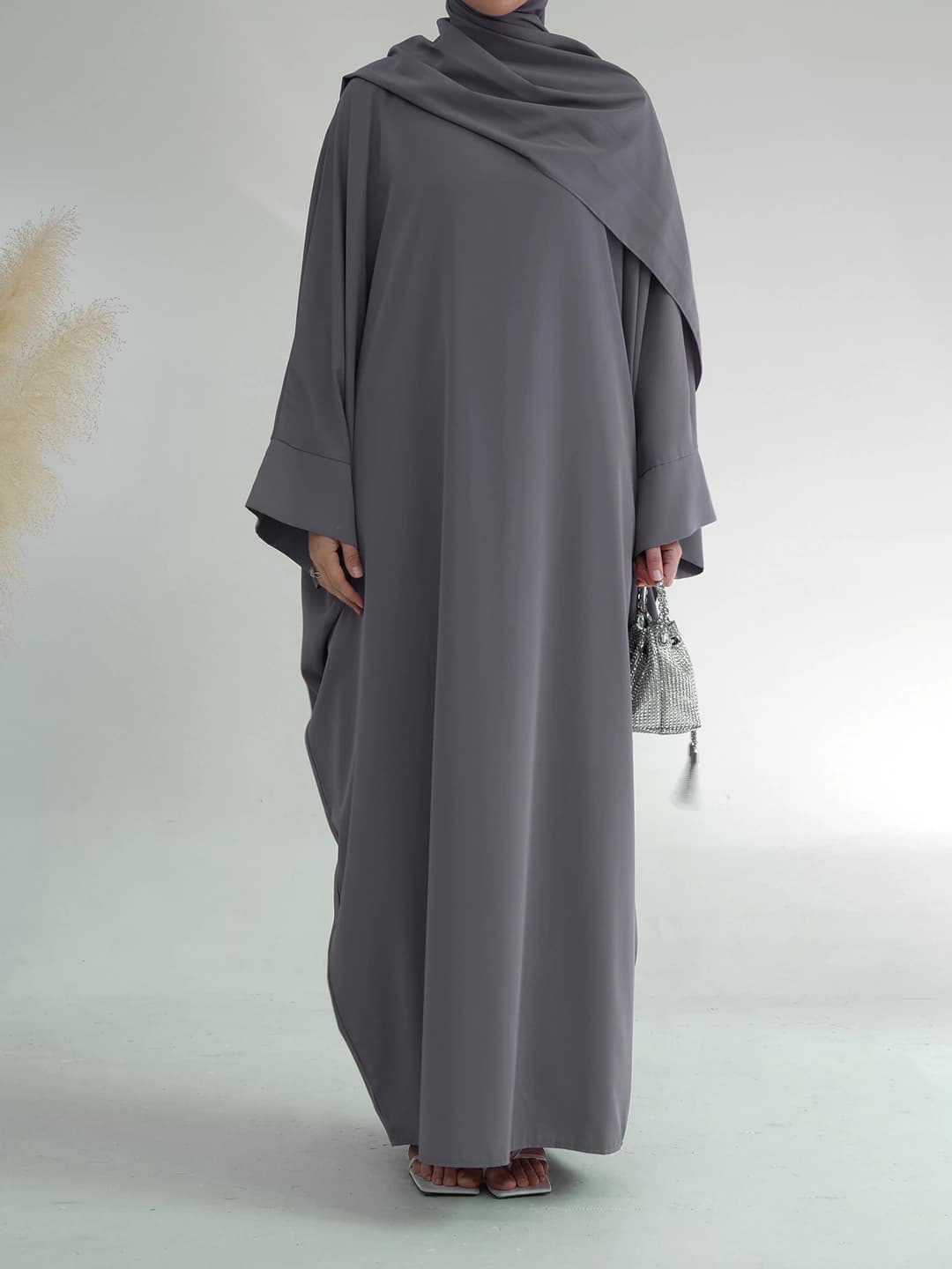 Grey dress + headscarf