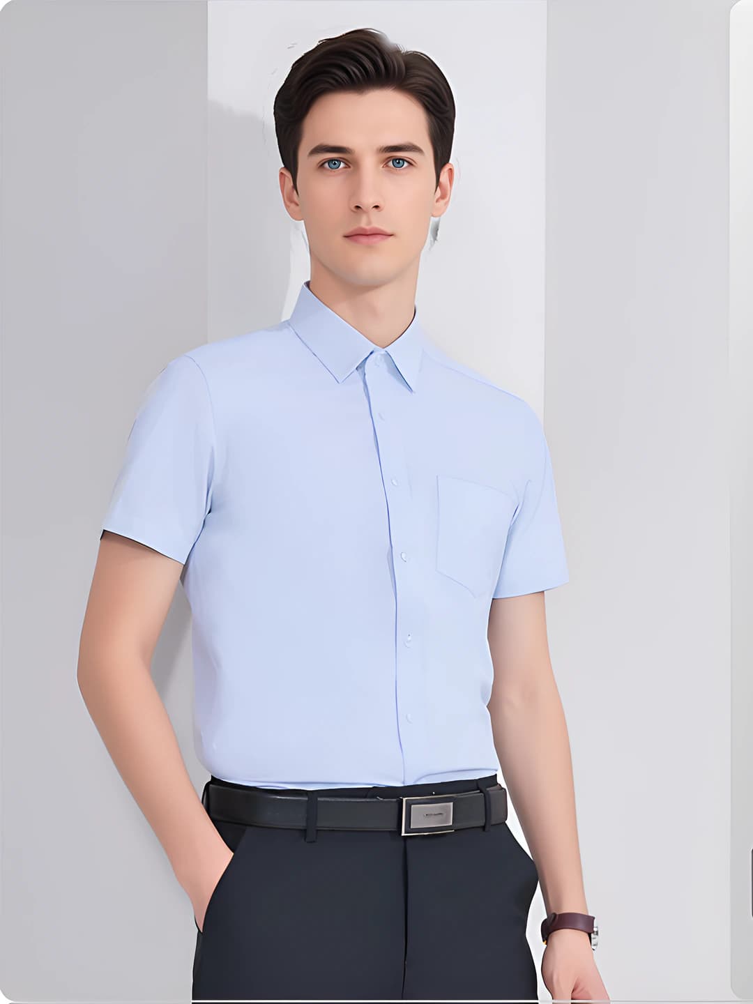 Men's light blue short-sleeve
