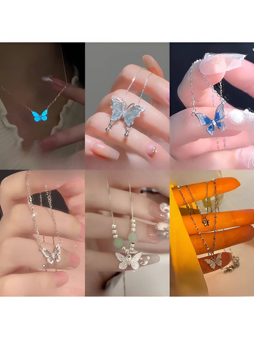Ayollar uchun gradient rangli kapalak shaklidagi franga bo'yoqli qisqa zanjir, yozgi, zin alloy, elektroplating, shirin va xilxill uslub