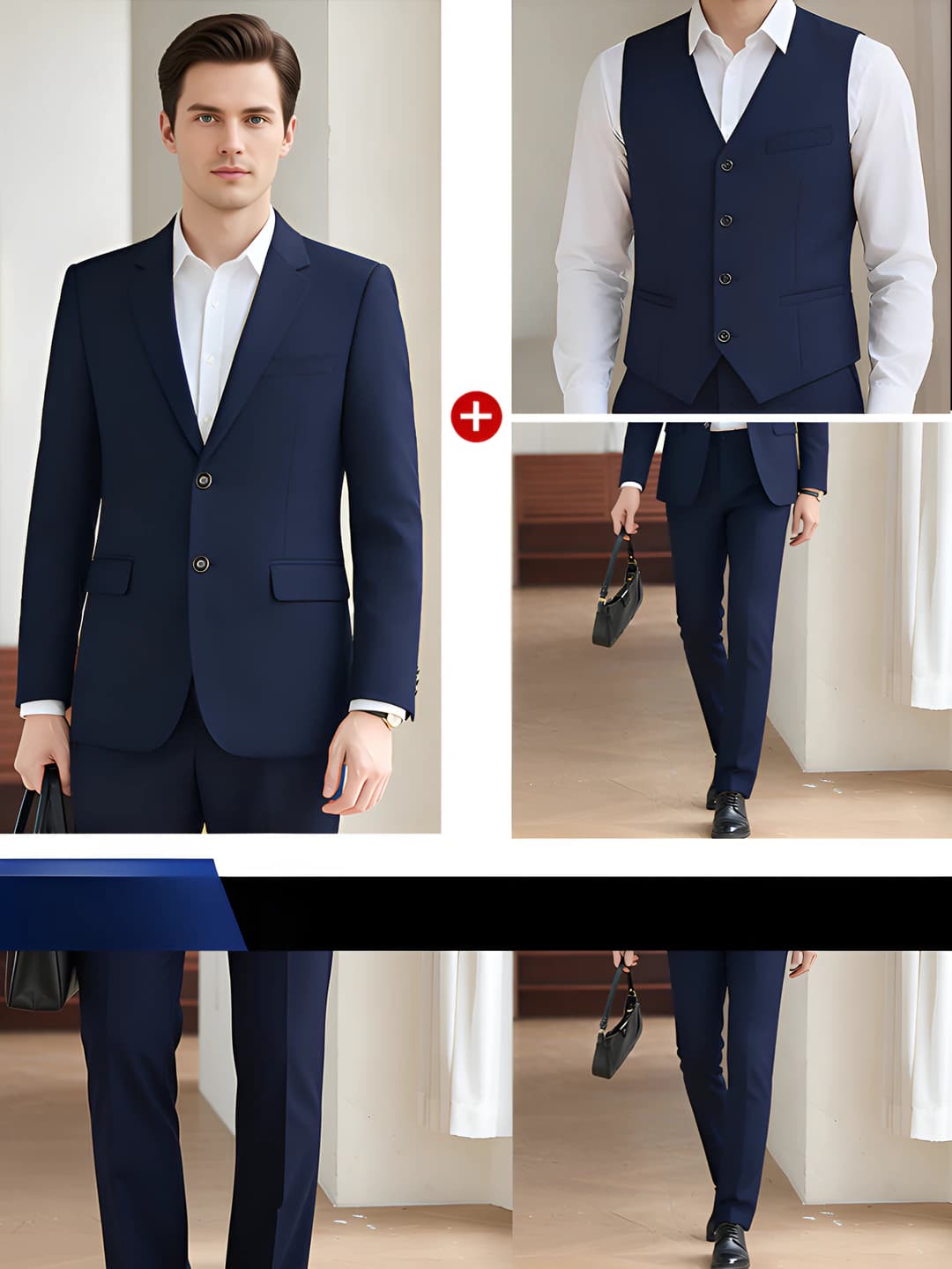 Erkak - Royal ko'k kostyum + gilet + shim