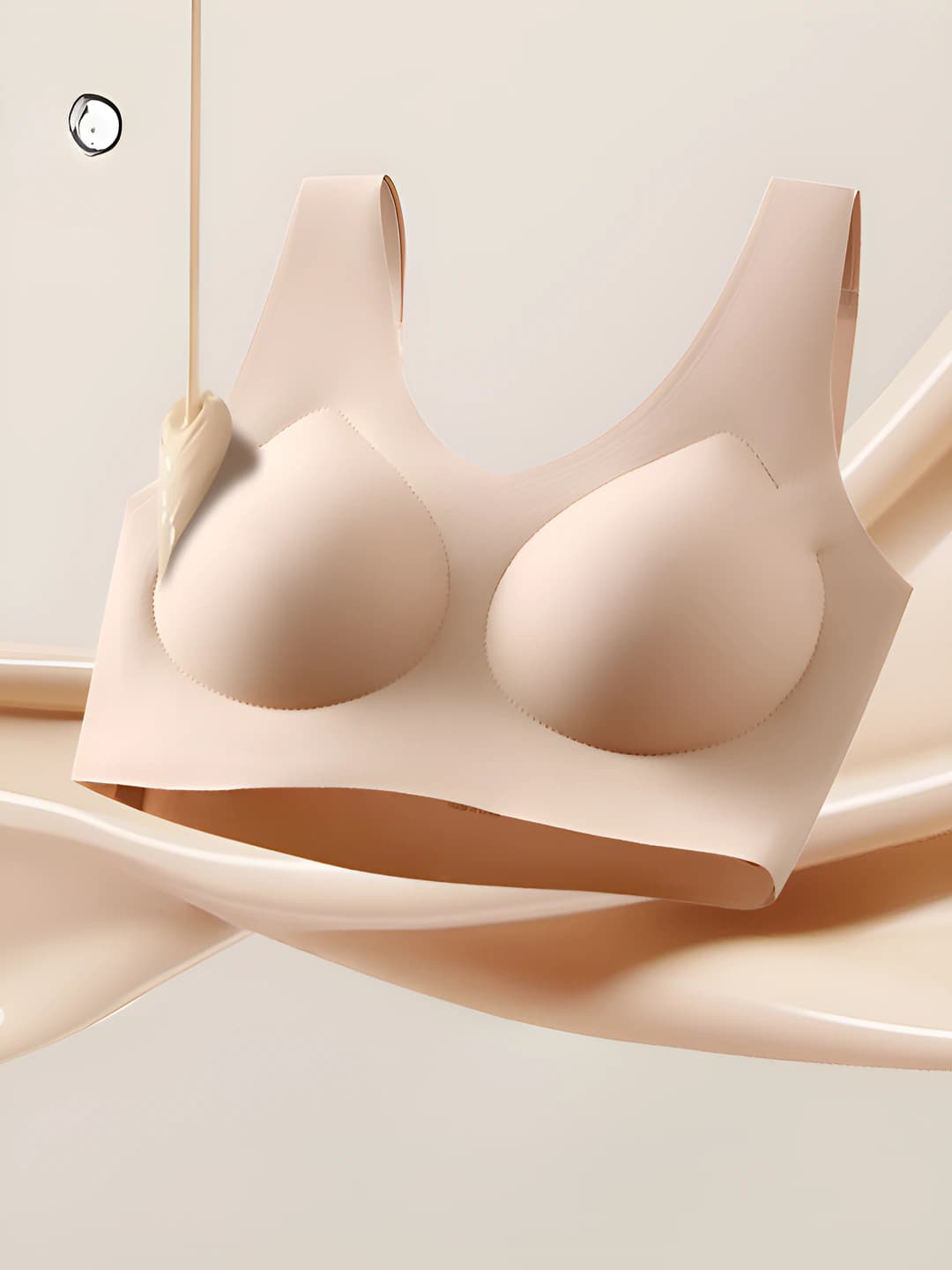 Women's seamless wireless bra with fixed cups, wide straps, and sports tank top design