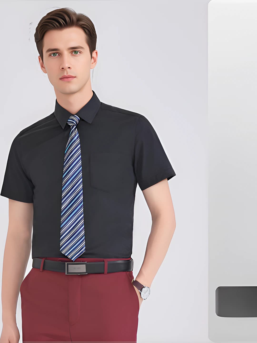 Men's black short-sleeve