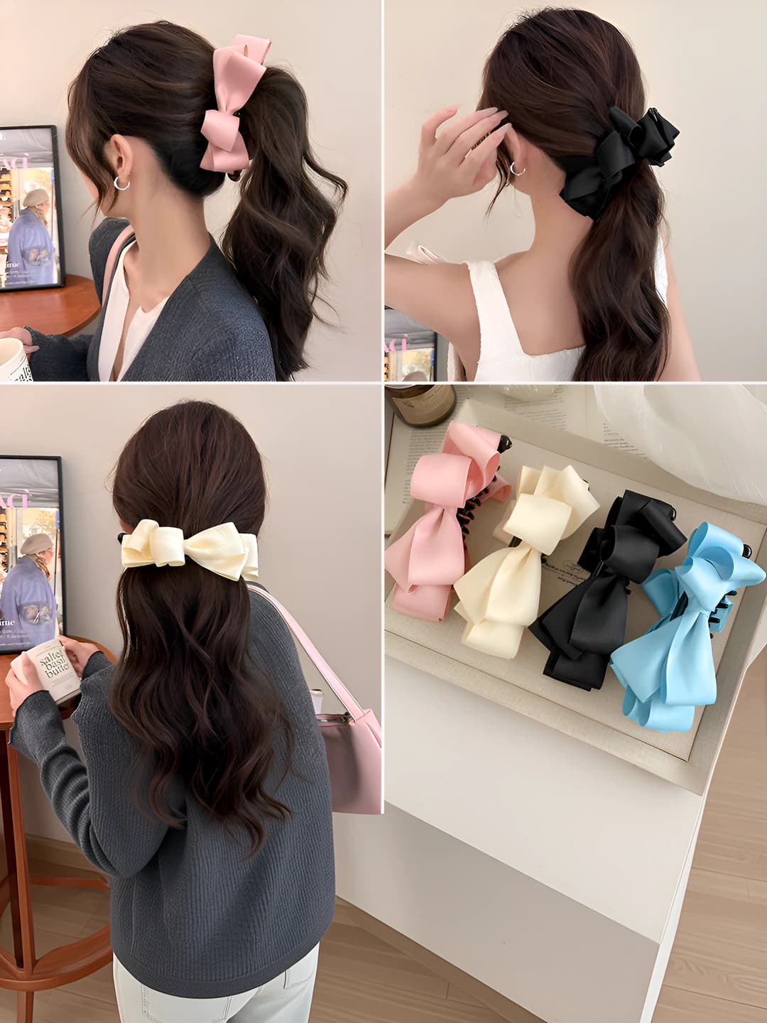 Women's banana clip: for updo, handmade, high-end detail, fairy style, pleated ribbon