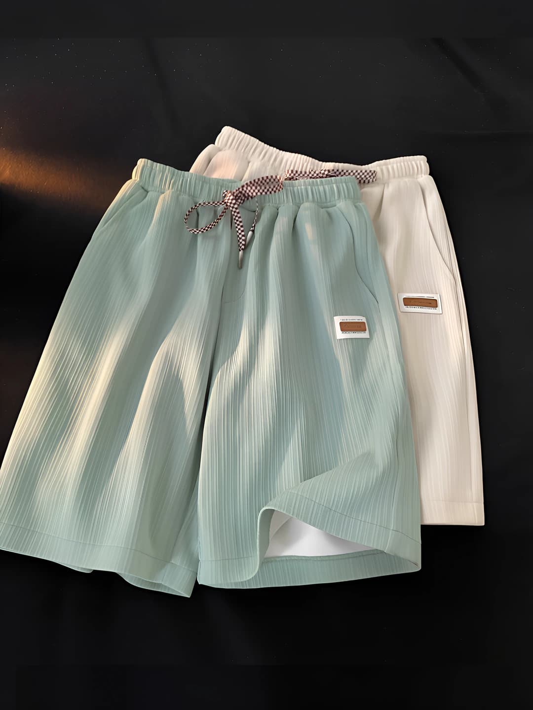 Women's summer ice-silk fabric sports shorts, high waist, loose fit, thin, knee-length shorts